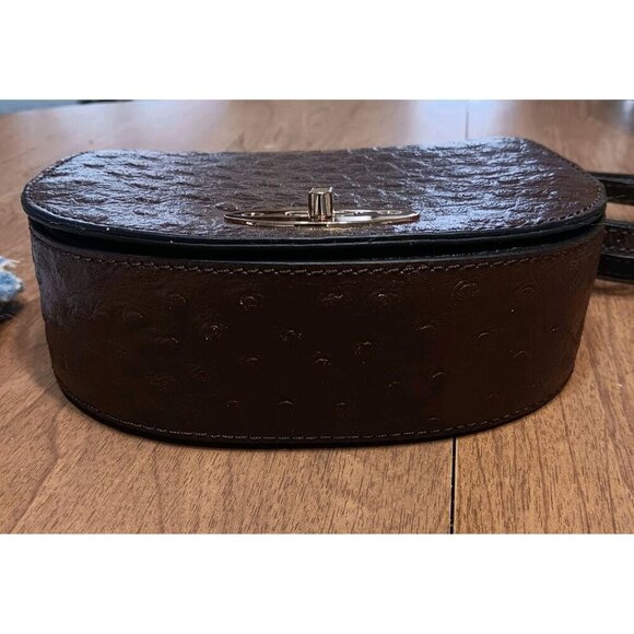 Ashwood Brown Saddle Crossbody‎ Purse Genuine Leather Mini Purse Gold Hardware - Picture 3 of 9